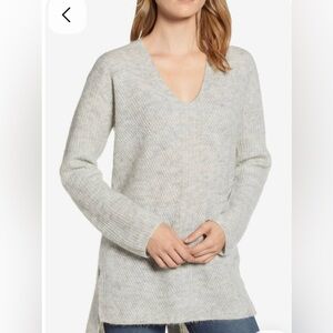 J Crew Alpaca Blend V-Neck Sweater - Light Gray